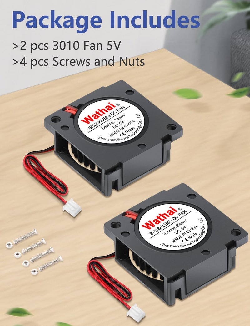 Wathai 2 Pack Wathai 30mm x 10mm 5V Small DC Brushless Cooling Blower Fan for Electronics Cooling - Image 5